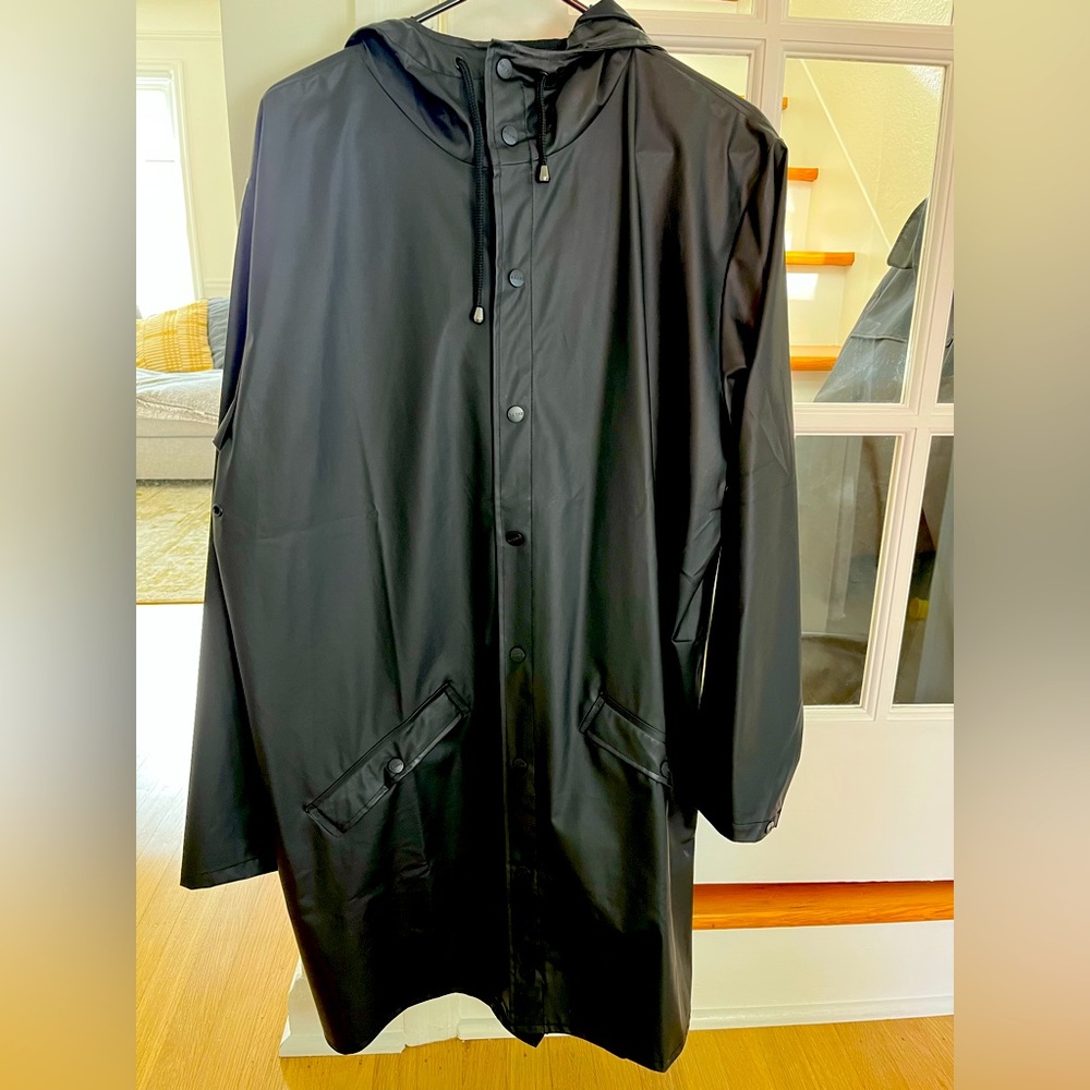 Rains Long Jacket in Black